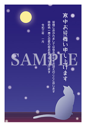 猫と夜空の寒中お見舞い