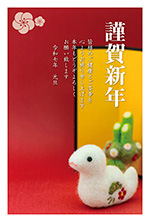 干支のヘビと門松の写真年賀状