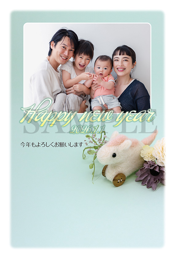 hd02 おもちゃの馬の写真フレーム年賀状